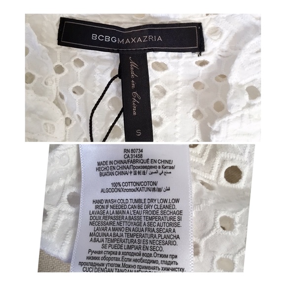 NWT BCBGMaxAzria Addie Eyelet Ruffle Front Top - Picture 7 of 8
